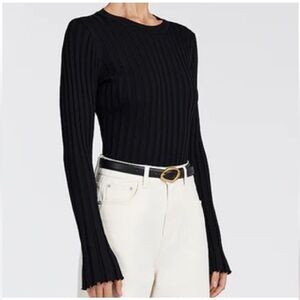 Black Ribbed Long Sleeve Top